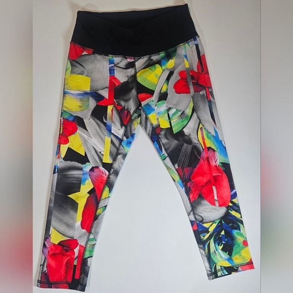 RBX Womens Cropped Leggings Small Multicolor Abstract Yoga Gym Workout Pants - Picture 5 of 5